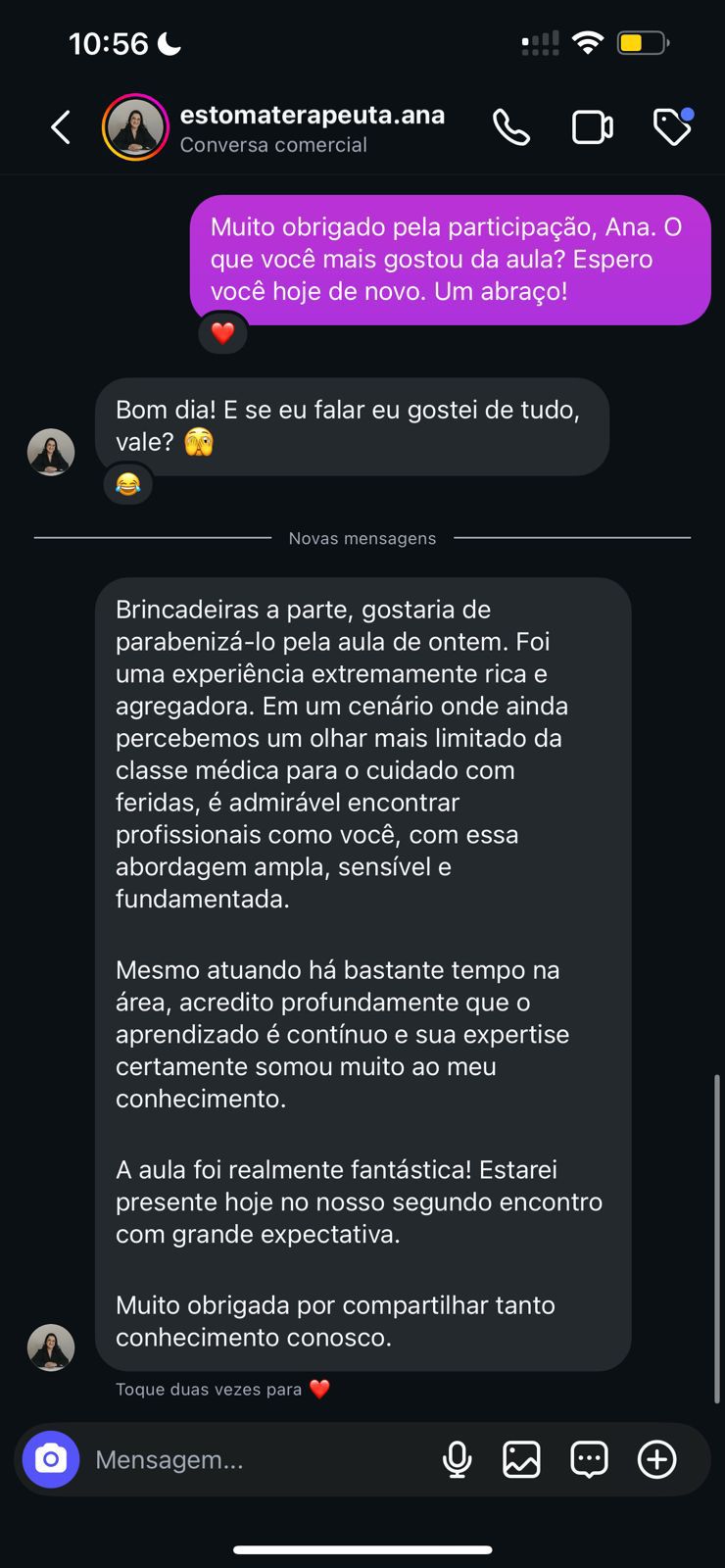 Depoimento — estomaterapeuta.ana, conversa completa